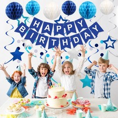meowtastic Birthday Decorations Happy Birthday Banner with Honeycomb Balls 16pcs