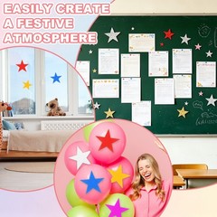 108Pcs Glitter Star Cutouts, 3.5″ Confetti Cutouts Sparkle Paper Cuts, 9 Colors
