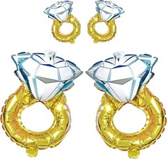 Diamond Ring Balloon Set 4 Mylar Foil Bridal Shower Bachelorette Wedding Deco…
