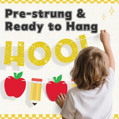 2 Pcs Pre-Strung Back to School Banner First Day of School Decorations Gold Glit