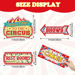 24 Pieces Carnival Decorations Circus Party Directional Sign Welcome to the Circ