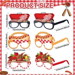 36 Pcs BBQ Party Decorations Eyeglasses Barbecue Themed Paper Glasses Decor B…