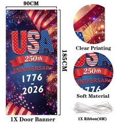 250th Anniversary Decorations Door Cover USA 250 Anniversary Patriotic 4th o…