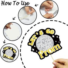 23 PCS Black Gold 2026 Prom Photo Booth Props Graduation Party Decorations