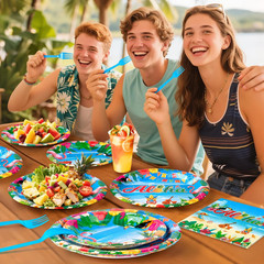 96Pcs Luau Aloha Party Decorations, Hawaiian Birthday Party Supplies Bundle Luau