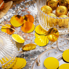 Gold Sparkle Confetti 1.2 Inch – 300 Metallic Flakes for Wedding, Birthday Party