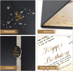 Black Gold Birthday Decorations Guest for Party Big Birthday Card Happy Birthda