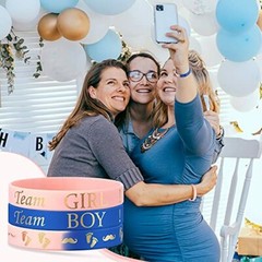 30PCS Gender Reveal Party Rubber Bracelets Boy or Girl Baby Shower Party Supply
