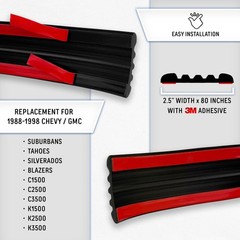 Black Side Body Trim Molding Compatible with 1988-1998 Chevy GMC Tahoe