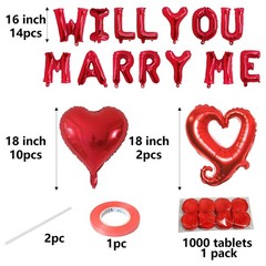 16 Inches Red Will You Marry Me Balloons Proposal Letter Balloons Kit 18″ Red…