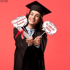 Red Graduation Photo Props 2026 – Pack of 23 | Photo Props for Red & Black Gradu
