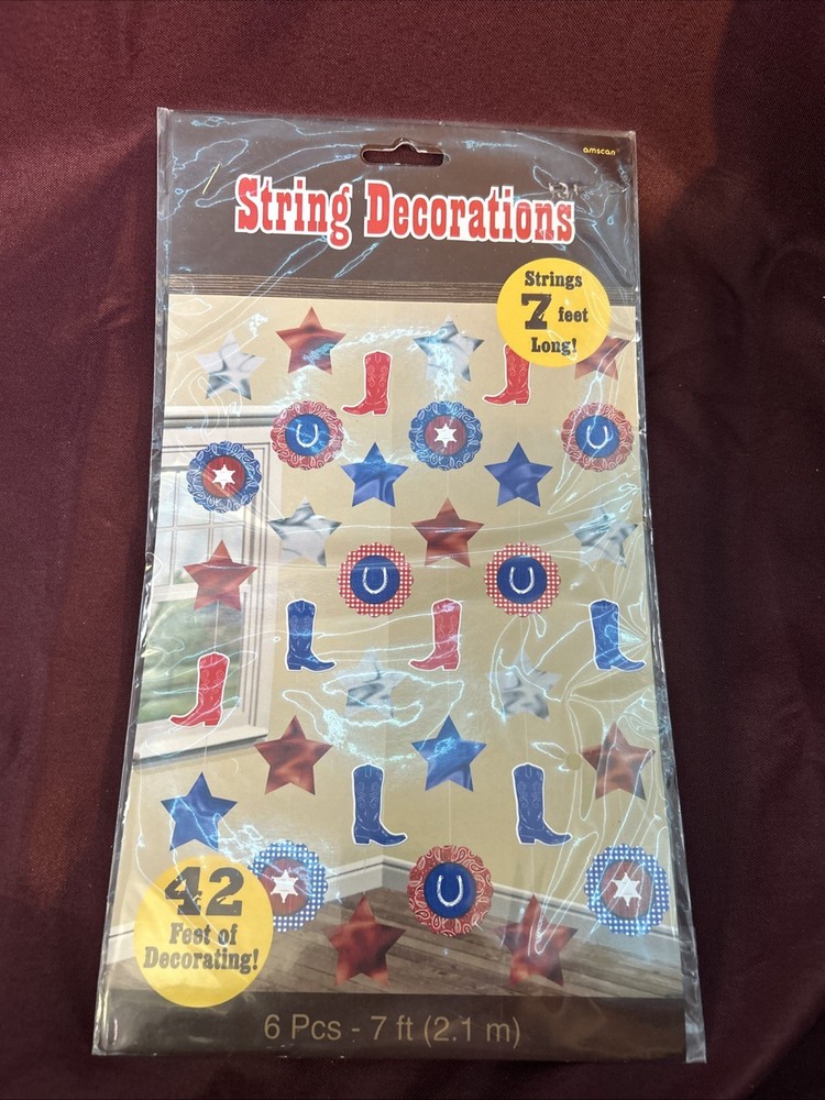 Western Bandana Party Supplies 6 String Decorations New!!!