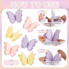 Butterfly Party Decorations Hanging Butterfly Decorations 6Pcs Crepe Paper Ga…