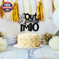 Out Single Digits I’M 10 Cake Topper, Double Digits 10, for Boys Girls 10Th Birt