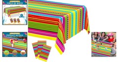 3 Pack Colorful Cinco De Mayo Fiesta Tablecloths 54×108 – Easy Clean Party Decor
