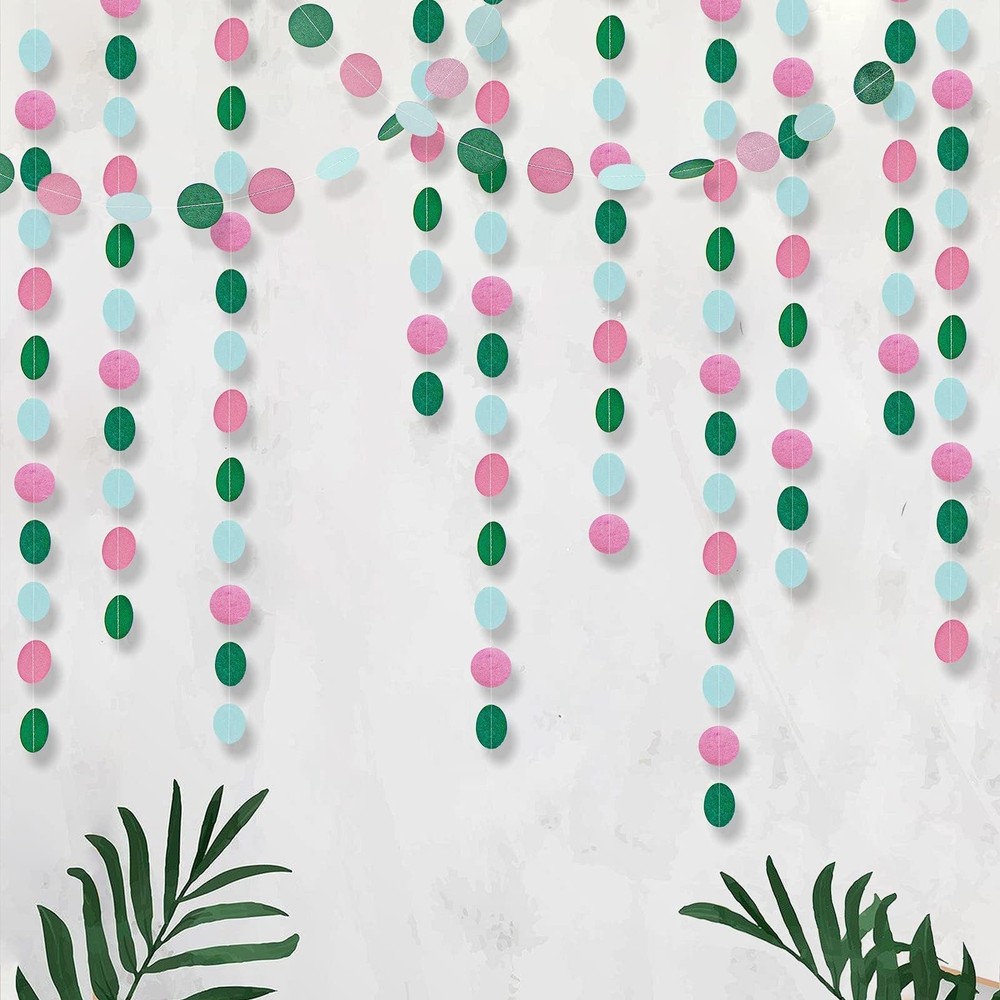 Soft Blue Rose Pink Dark Green Circle Garland for Wedding Party Decoration Ha…