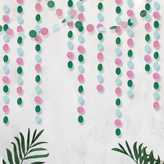Soft Blue Rose Pink Dark Green Circle Garland for Wedding Party Decoration Ha…