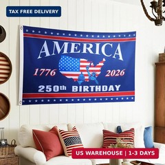 4th of July Decorations – 3×5 Ft Double Sided 3 Layers 250th Anniversary Flag –