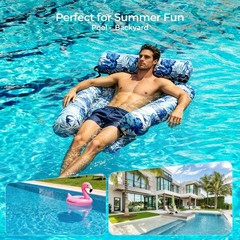 Inflatable Pool Float for Adults – Heavy Duty Floating Lounge Chair & Pool No…