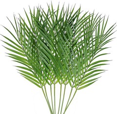 Artificial Areca Palm Leaves, 8 Pcs Faux Tropical Tree Leaves Green
