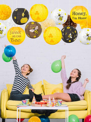 15Pcs Bee Party Decorations Hanging Paper Lanterns Tissue Pom Pom – Bees Themed