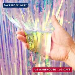 Iridescent Party Streamers Backdrop – GREATRIL Neon Transparent Holographic Tins