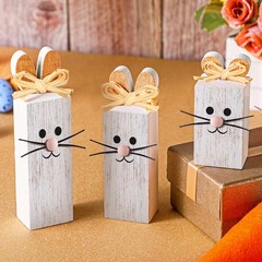 3 PCS Easter Table Decor Bunny Wooden Tiered Tray Decor Rabbit Centerpiece