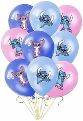 Blue Stitch Theme Birthday Party Decoration Set ,Banner Cake Toppers Balloons