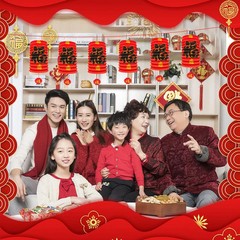 6Pcs 2026 Chinese New Year Horse Decorations Red Fu Lanterns 6.3×9.8in