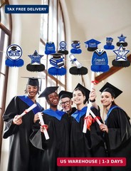 9Pcs Graduation Table Decorations – Blue and Black Graduation Centerpieces for T