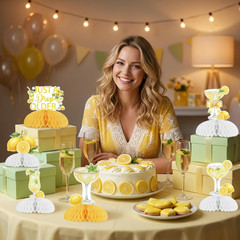 Lemon Martini Birthday Decorations, Just a Drop Older Honeycomb Centerpieces Set