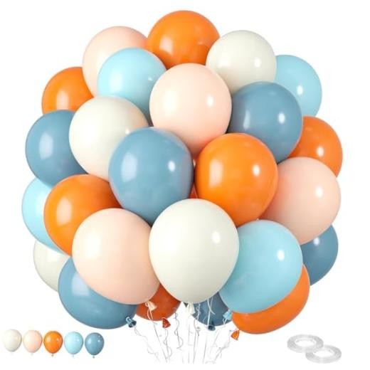 Orange And Blue Balloons,60 Pcs 12 Inches Orange Macaron Orange Orange and Blue