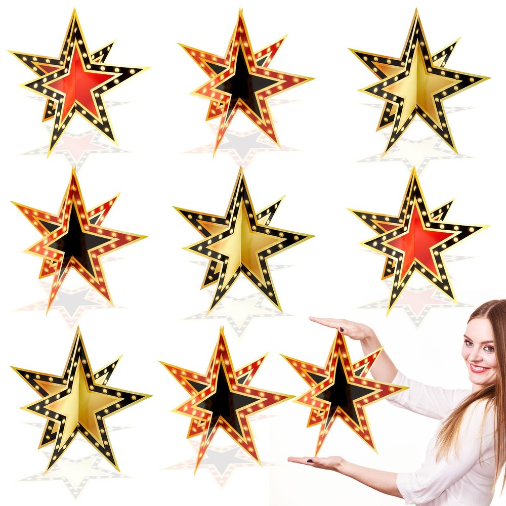 18 Pack Large Star Centerpieces 3D Movie Party Supplies Star Decorations Movi…