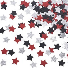 Red Black Silver Star Confetti 200 Count for 4th of July & More