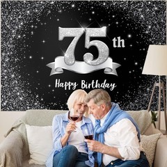 Stunning 6x4ft Happy 75th Birthday Banner with 20ft Ribbon – Perfect Gift