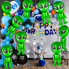8 pcs 32 in Green Alien Balloons Inflatable Funny Blow Up Alien for Halloween, C