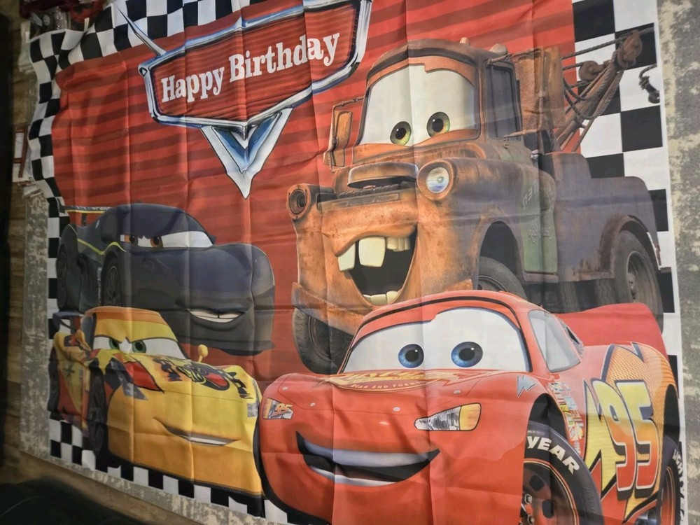 Cars Happy Birthday Backdrop 8×6 Ft