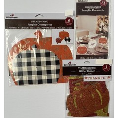 Thanksgiving Pumpkin Centerpieces Glitter Thankful Banner Placecards Cardstock