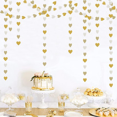 Champagne Heart Streamer Garland 52Ft, Wedding Engagement Bachelorette Party