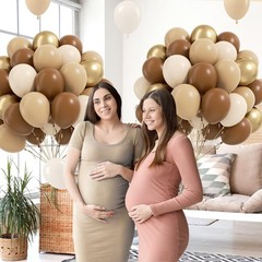 Brown Balloons 12 – 60pcs in Light Tan, White Metallic Gold for Baby Shower
