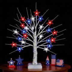 【Timer】 4th of July Decorations Patriotic Red White and Blue Tree Lights with…