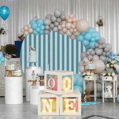 Balloon Boxes with O, N, Light up Letters Three White Transparent Square Boxe…