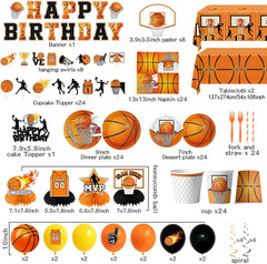 Basketball Party Decorations,206Pcs Basketball Birthday Decorations Include Plat