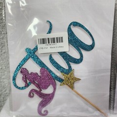 2 Year Old Cake Topper, Baby Shower Mermaid Princess Happy Birthday Photo Props