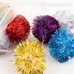 15Pcs Jumbo Glitter Tinsel Pom Poms Sparkle Balls for DIY Craft,Cat Toys(2 Inch)
