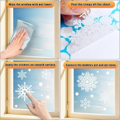 AHEONLAR 142PCS Christmas Window Static Cling Sticker, Snowflake White