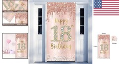 Eye-Catching 18th Birthday Door Sign – Pink Rose Gold with Stars & Diamonds