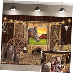 Western Cowboy Backdrop West Rustic Wooden House Farm Barn 82×59 inch (7x5FT)