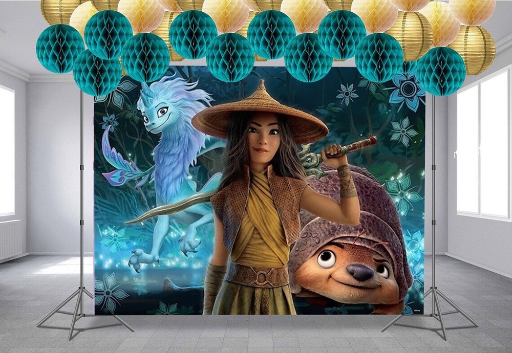 Birthday Party Backdrop Banner Party Decoration YanXi Raya and The Last Dragon