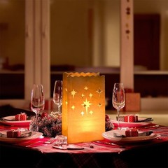 50 Pack White Paper Luminary Bags Candle Lantern Bags, Star Luminaries for Ch…